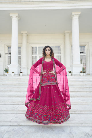Deep Pink Color Gota Patti Work Designer Lehenga Suit Clothsvilla