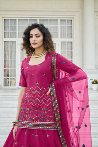 Deep Pink Color Gota Patti Work Designer Lehenga Suit Clothsvilla