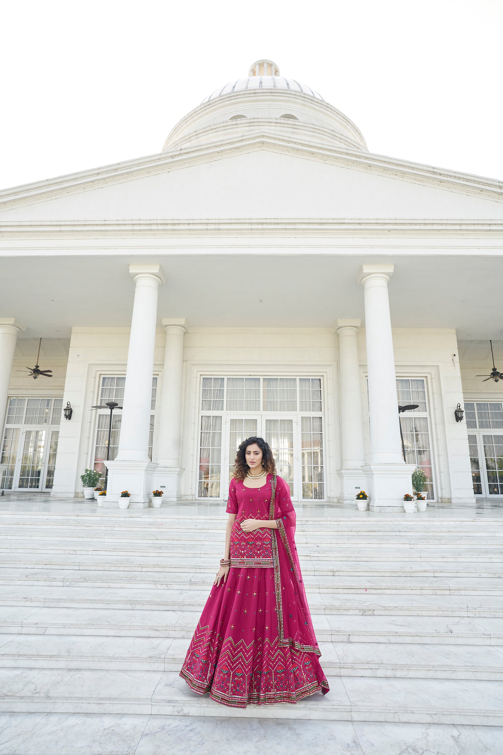 Deep Pink Color Gota Patti Work Designer Lehenga Suit Clothsvilla