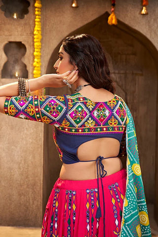 Deep Pink Exclusive Embroidered Work Navratri Chaniya Choli Collection ClothsVilla.com