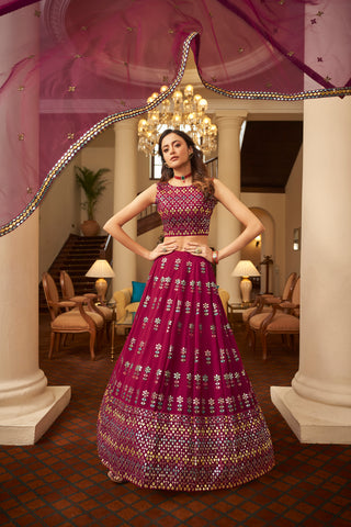 Deep Pink Lehenga With Gota Patti With Sequince Tread Embroidery Work Lehenga Choli Wearing For Wedding And Party Wear Lehenga For Women ClothsVilla