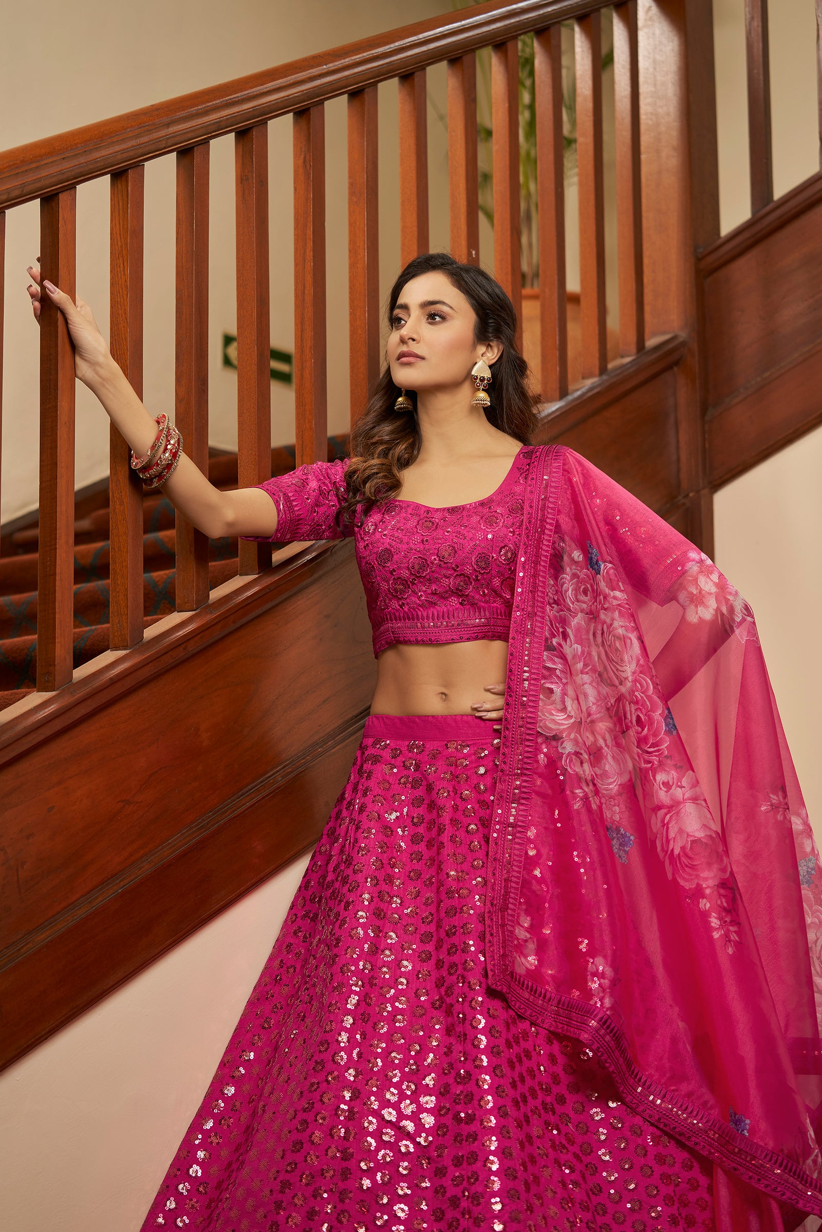 Deep Pink Lehenga With Heavy Art Silk Fabric And Thread With Sequince Embroidered Work Lehenga Choli For Wedding And Party Wear ClothsVilla