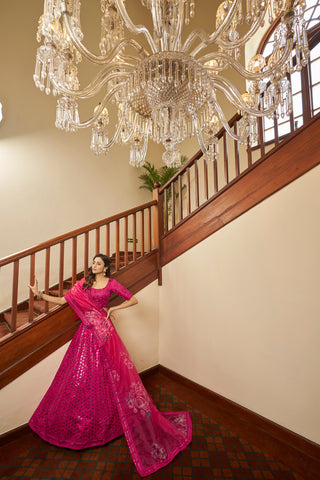 Deep Pink Lehenga With Heavy Art Silk Fabric And Thread With Sequince Embroidered Work Lehenga Choli For Wedding And Party Wear ClothsVilla