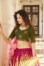 Load image into Gallery viewer, Deep Pink Georgette Thread With Sequins Embroidered Lehenga Choli ClothsVilla.com