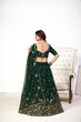 Load image into Gallery viewer, Delightful Green Net Thread And Sequins Embroidered Lehenga ClothsVilla
