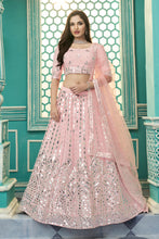 Load image into Gallery viewer, Delightful Pink Gota Patti Embroidered Georgette Semi Stitched Party Wear Lehenga ClothsVilla