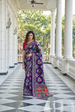 Load image into Gallery viewer, Delightful Purple Weaving Patola Silk Wedding Wear Saree ClothsVilla
