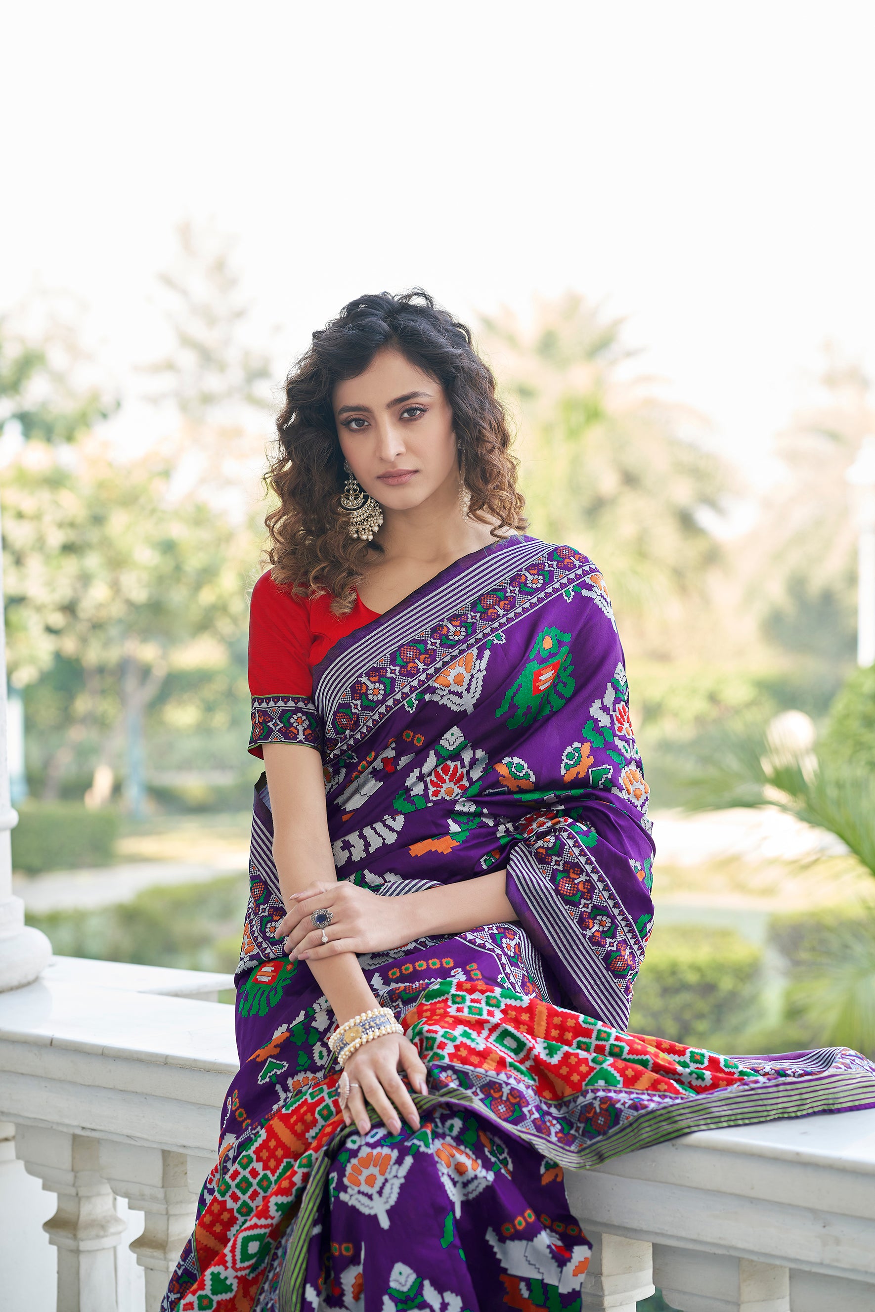 Delightful Purple Weaving Patola Silk Wedding Wear Saree ClothsVilla