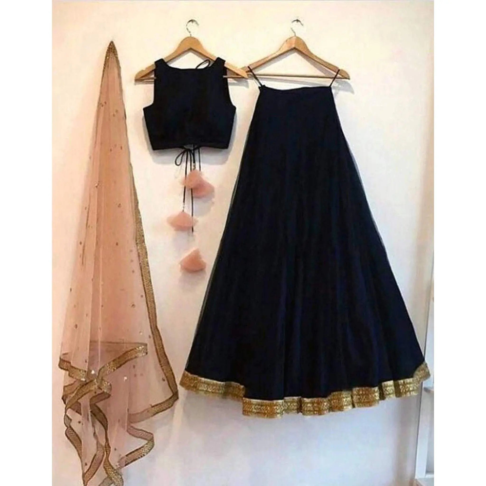 Designer Lehenga with Gold Lace and Latkan for Wedding, Casual and Party Wear ClothsVilla Main image