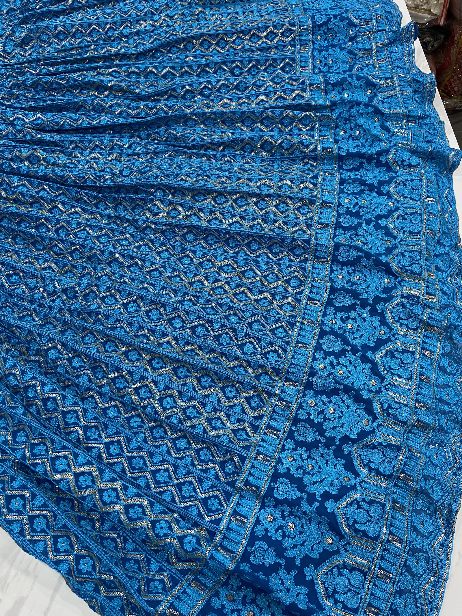 Designer Blue Georgette lehenga Choli For Women Clothsvilla
