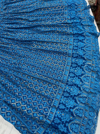 Designer Blue Georgette lehenga Choli For Women Clothsvilla