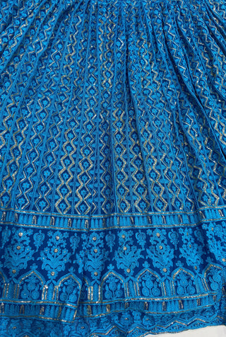 Designer Blue Georgette lehenga Choli For Women Clothsvilla