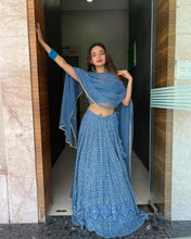 Load image into Gallery viewer, Designer Blue Georgette lehenga Choli For Women Clothsvilla