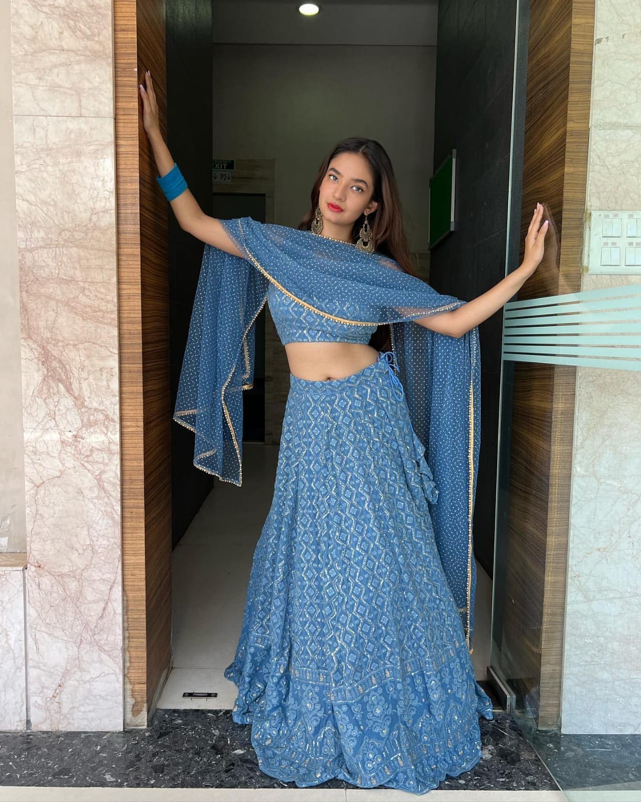 Designer Blue Georgette lehenga Choli For Women Clothsvilla