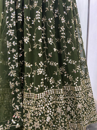 Designer Green Georgette lehenga Choli For Women Clothsvilla