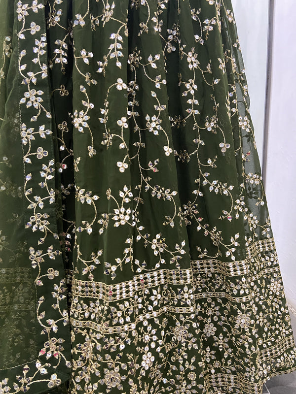 Designer Green Georgette lehenga Choli For Women Clothsvilla