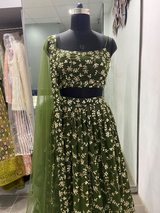 Designer Green Georgette lehenga Choli For Women Clothsvilla