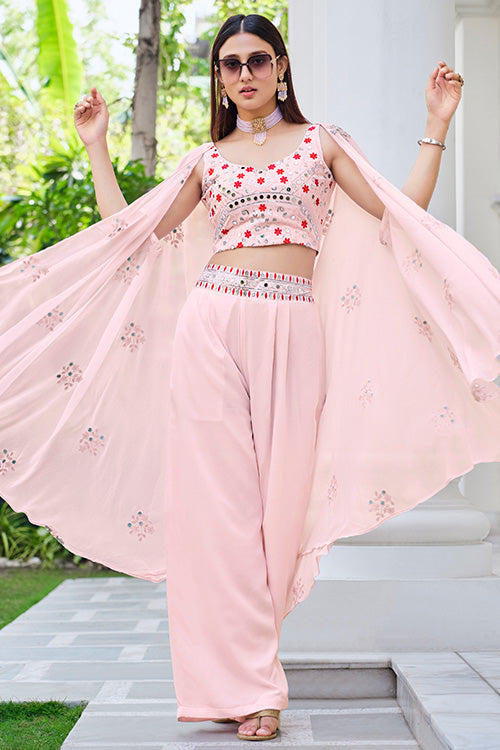 Designer Koti Style Mirror with Embroidered choli with Palazzo Set ClothsVilla.com