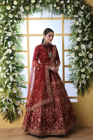 Designer Maroon Lehenga Choli For Women With Heavy Sequence Embroidery Work Wedding Wear Party Wear, Lehenga Choli ClothsVilla