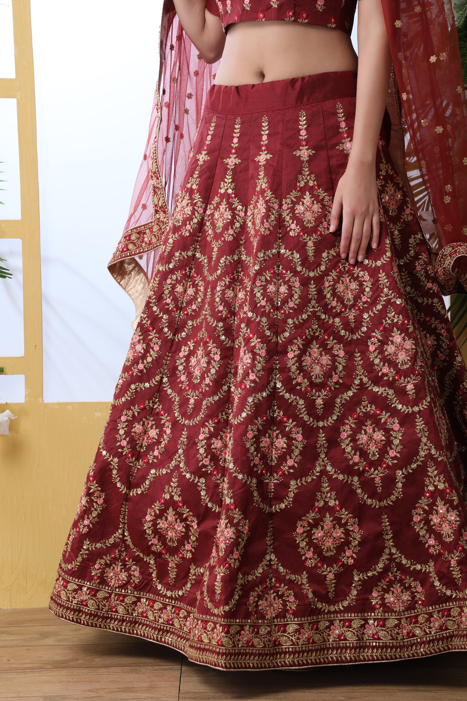 Designer Maroon Lehenga Choli For Women With Heavy Sequence Embroidery Work Wedding Wear Party Wear, Lehenga Choli ClothsVilla