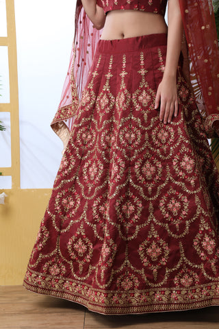 Designer Maroon Lehenga Choli For Women With Heavy Sequence Embroidery Work Wedding Wear Party Wear, Lehenga Choli ClothsVilla
