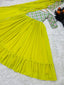 Designer Parrot Green Color Paper Mirror Work Gown Clothsvilla