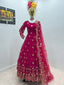 Designer Pink Color Embroidery Sequence Work Gown Clothsvilla