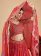 Load image into Gallery viewer, Bright Red Designer Printed Faux Georgette Sequins Embroidery Work Lehenga Choli Clothsvilla