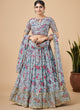 Load image into Gallery viewer, Sky Blue Designer Printed Faux Georgette Sequins Embroidery Work Lehenga Choli Clothsvilla