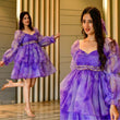 Load image into Gallery viewer, Designer Purple Color Shibori Print Organza Dress Clothsvilla
