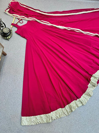Designer Red Color Sequence Embroidery Work Gown Clothsvilla