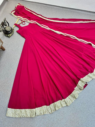 Designer Red Color Sequence Embroidery Work Gown Clothsvilla