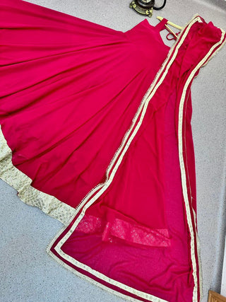 Designer Red Color Sequence Embroidery Work Gown Clothsvilla