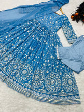 Load image into Gallery viewer, Designer Sky Blue Color Thread Work Gown Clothsvilla