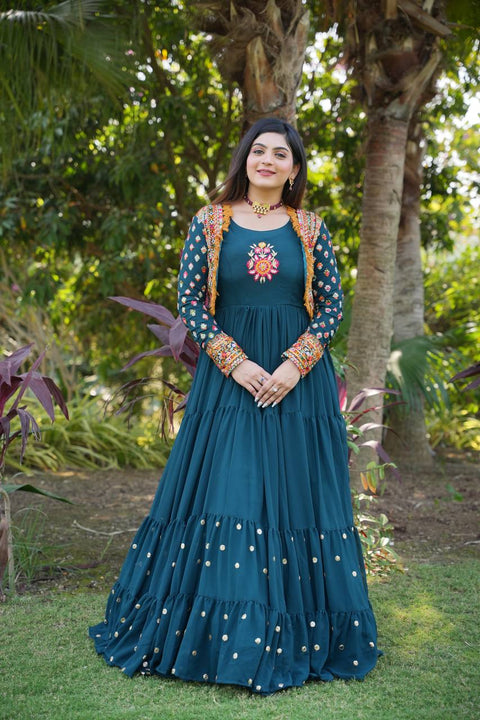 Designer Teal Blue Color Gown With Koti Clothsvilla Main image