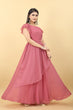 Load image into Gallery viewer, Designer Umbrella Sleeve Peach Color Georgette Gown Clothsvilla