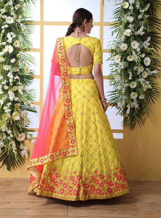 Designer Yellow Lehenga Choli For Women With Heavy Sequence Embroidery Work Wedding Wear Party Wear, Lehenga Choli ClothsVilla