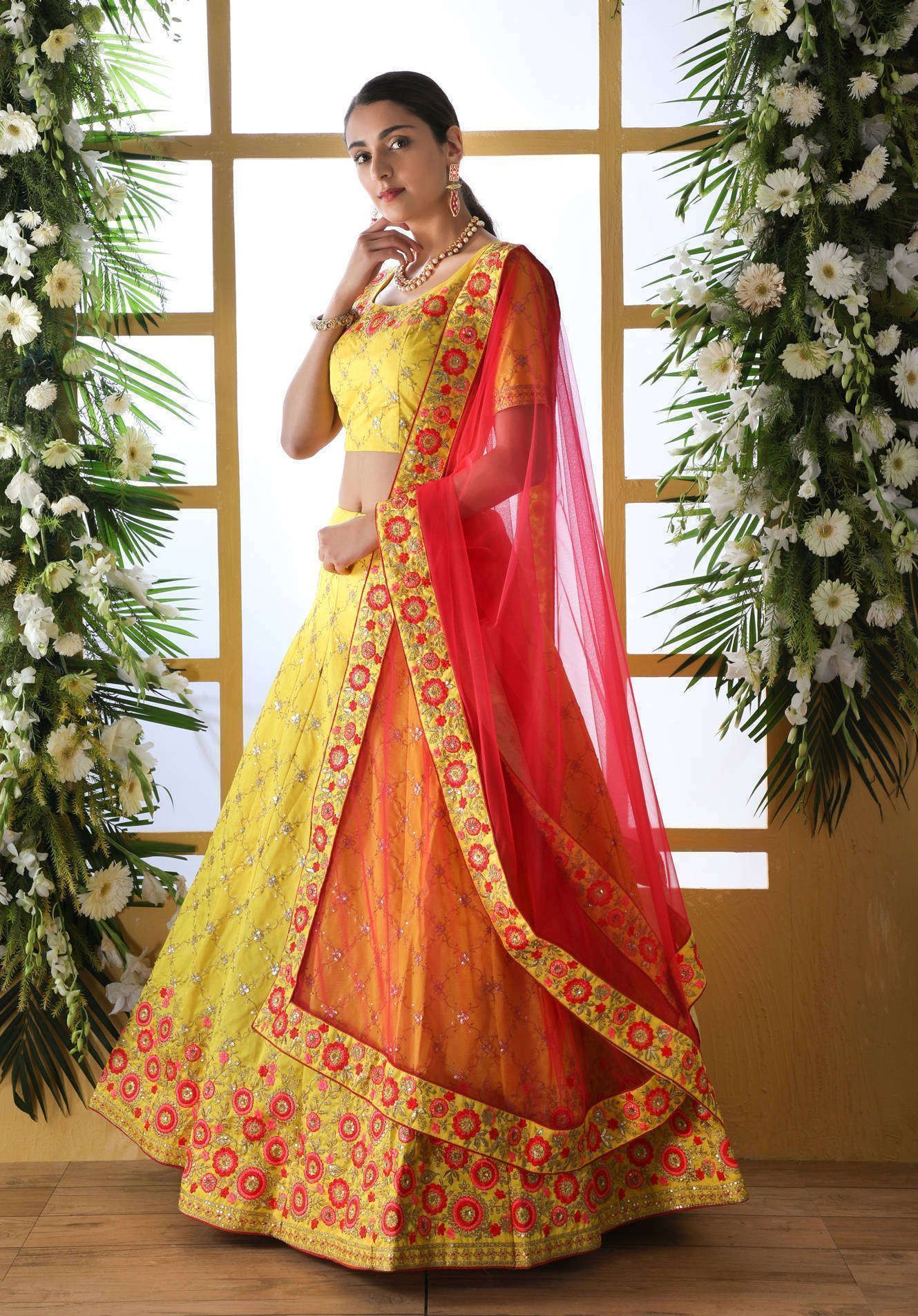Designer Yellow Lehenga Choli For Women With Heavy Sequence Embroidery Work Wedding Wear Party Wear, Lehenga Choli ClothsVilla