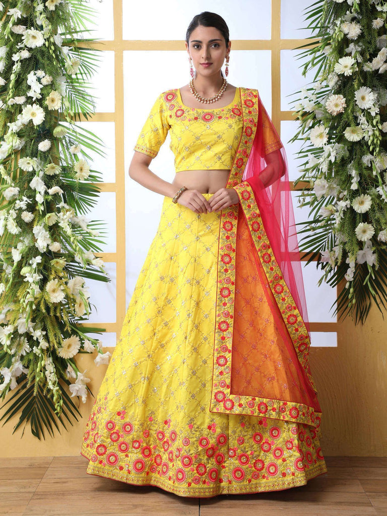Designer Yellow Lehenga Choli For Women With Heavy Sequence Embroidery Work Wedding Wear Party Wear, Lehenga Choli ClothsVilla