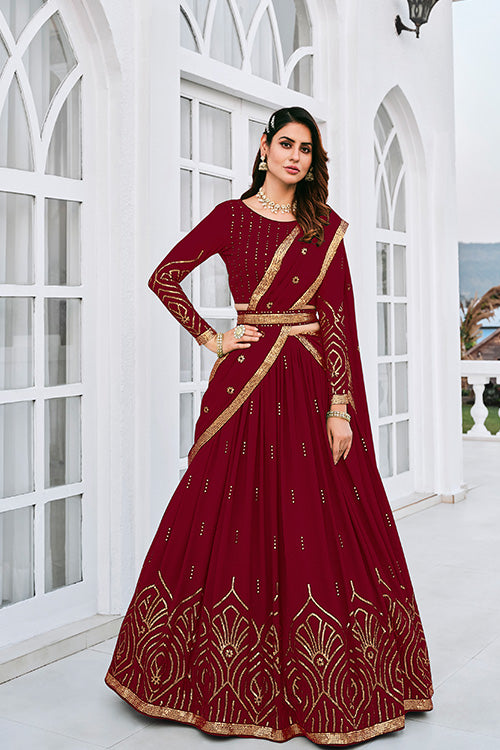 Buy Ethnic Bridal Wear Velvet Anarkali Suit in Maroon Color Online -  SALA2256 | Appelle Fashion