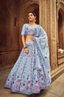 Load image into Gallery viewer, Beige Georgette Thread With Sequince Embroidered Lehenga Choli ClothsVilla.com