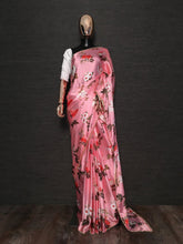 Load image into Gallery viewer, Peach Color Digital Printed Heavy Japan Satin Silk Saree With Pearl Lace Border Clothsvilla