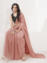 Load image into Gallery viewer, Dusty Pink Ready to Wear One Minute Lycra Saree ClothsVilla