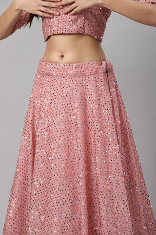 Dusty Peach Velvet Exclusive Traditional Look Lehenga Choli ClothsVilla.com
