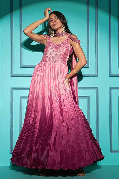 Dusty Pink Exclusive Embroidered all Size Stitched Gown Collection ClothsVilla.com Main image