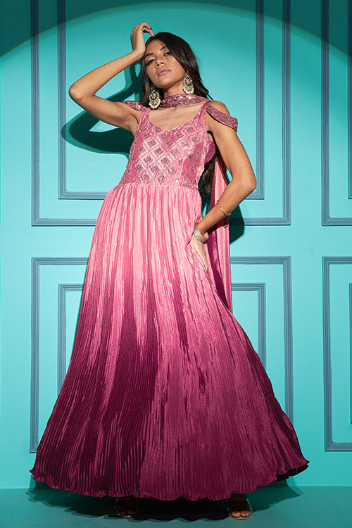 Dusty Pink Exclusive Embroidered all Size Stitched Gown Collection ClothsVilla.com