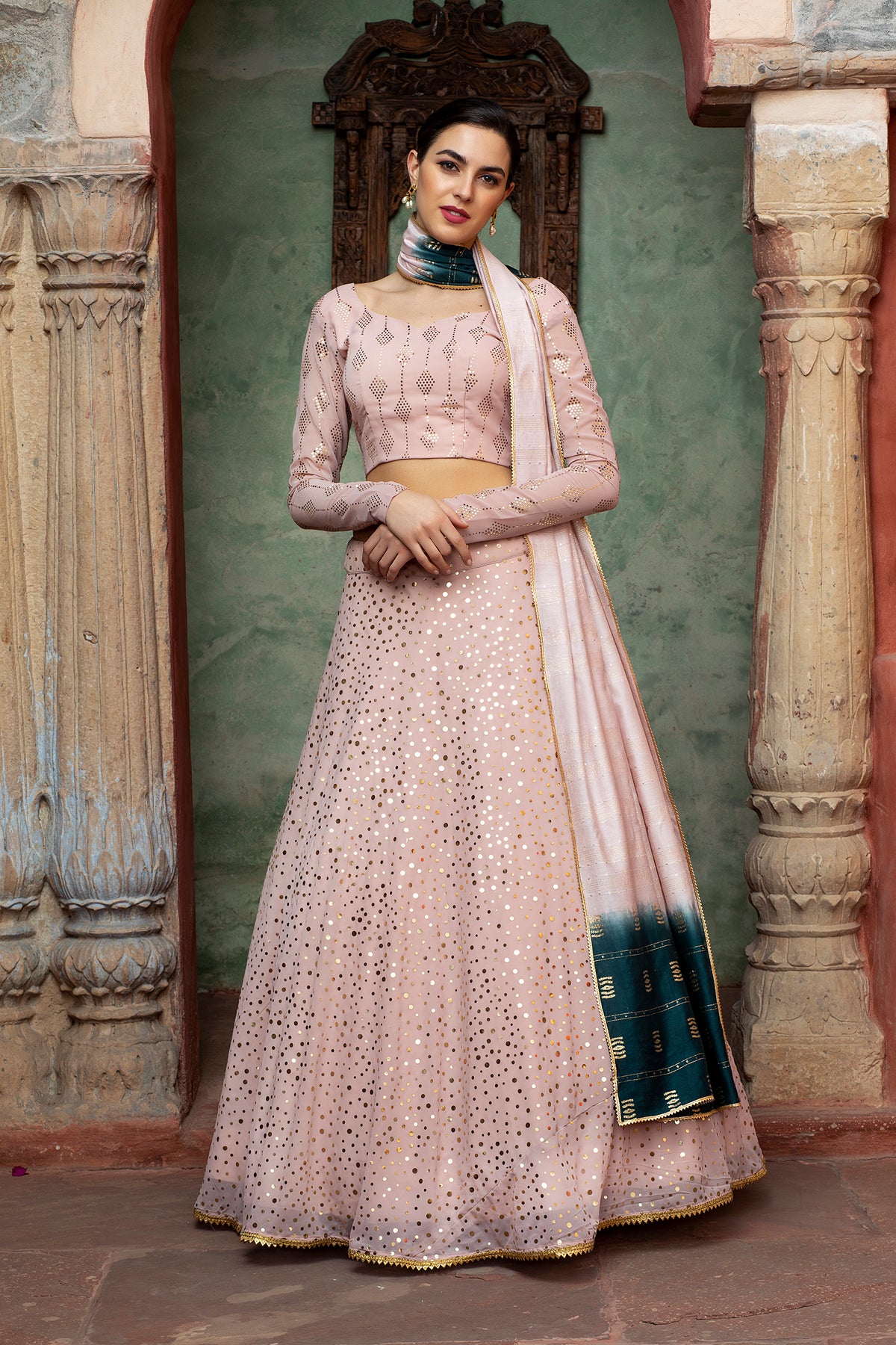 Dusty Pink Lehenga Choli For Women Designer Bollywood Trending Sequence Embroidery Work Lengha choli, Wedding Bridal Lahanga, Party Wear Dress ClothsVilla Main image