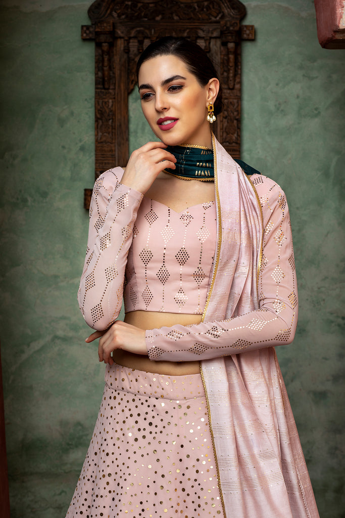 Dusty Pink Lehenga Choli For Women Designer Bollywood Trending Sequence Embroidery Work Lengha choli, Wedding Bridal Lahanga, Party Wear Dress ClothsVilla