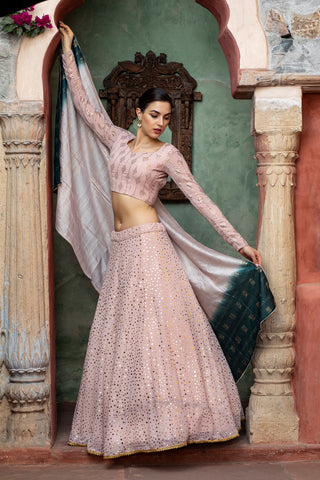Dusty Pink Lehenga Choli For Women Designer Bollywood Trending Sequence Embroidery Work Lengha choli, Wedding Bridal Lahanga, Party Wear Dress ClothsVilla
