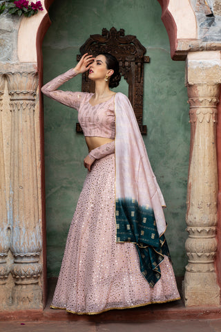 Dusty Pink Lehenga Choli For Women Designer Bollywood Trending Sequence Embroidery Work Lengha choli, Wedding Bridal Lahanga, Party Wear Dress ClothsVilla